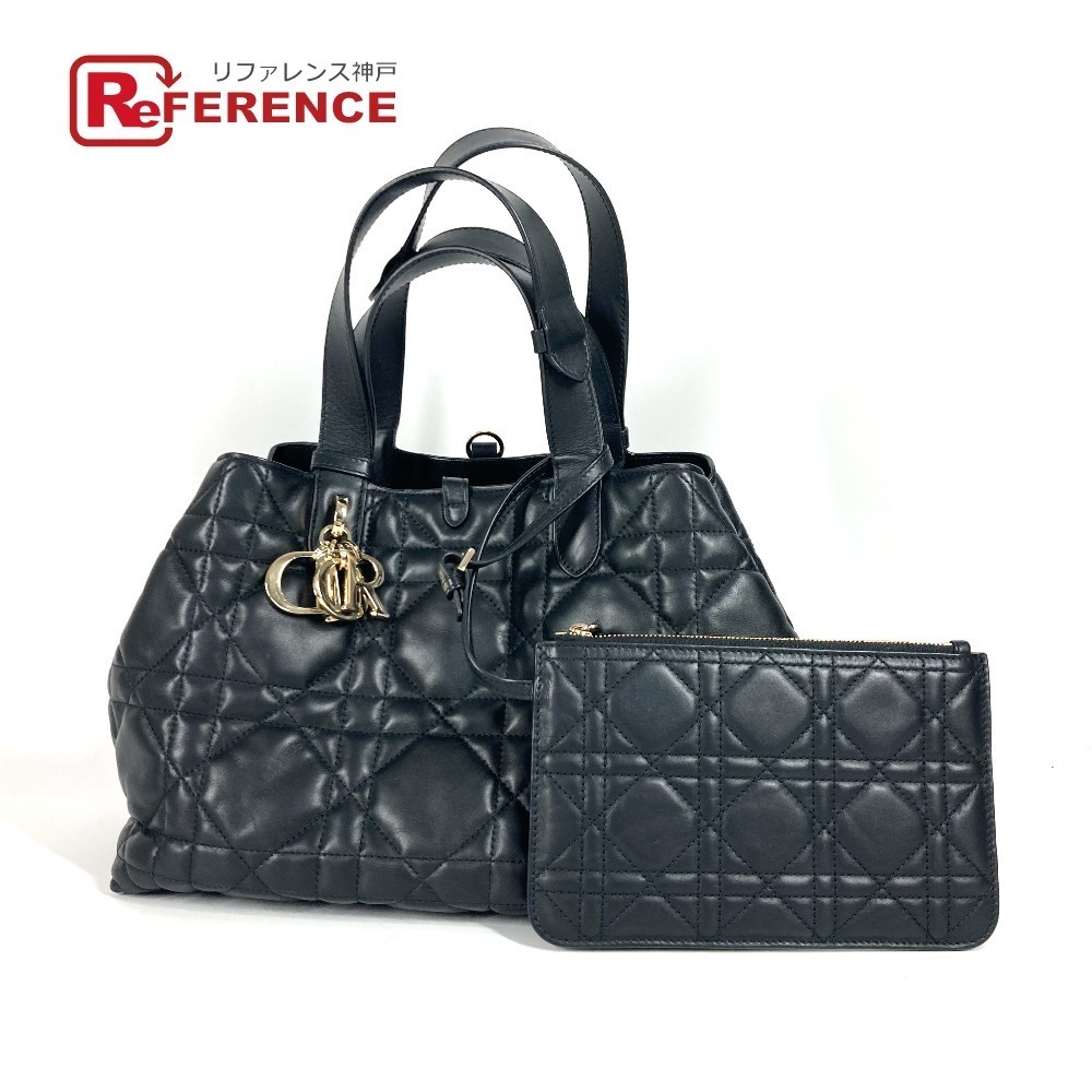 Dior Bag Toujours Tote Handbag Shoulder Clutch Calfskin Black